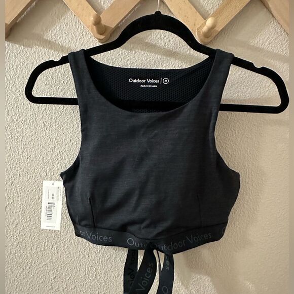 Outdoor Voices NWT Move Free Criss Cross TechSweat Night Crop Top Sports Bra M - Picture 3 of 7